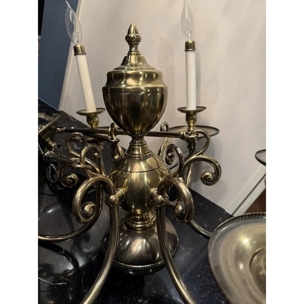 RARE Vintage H.A. Framburg Brass Large Chandelier with 6 Arms